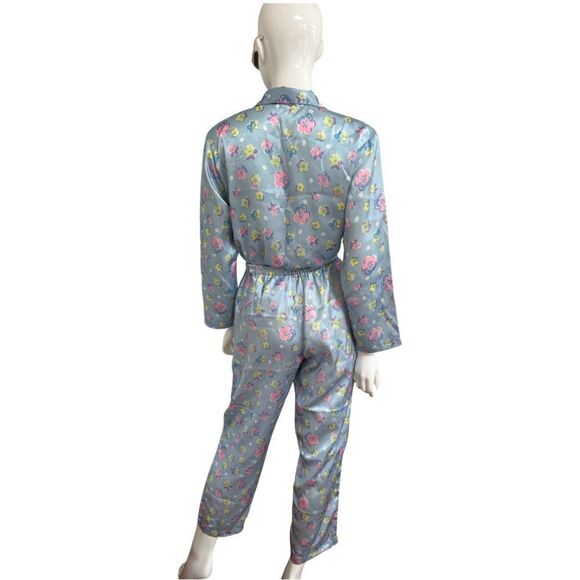 Fun Vintage Peak 90s Gal Flower Power Satin Pajamas - Picture 7 of 12